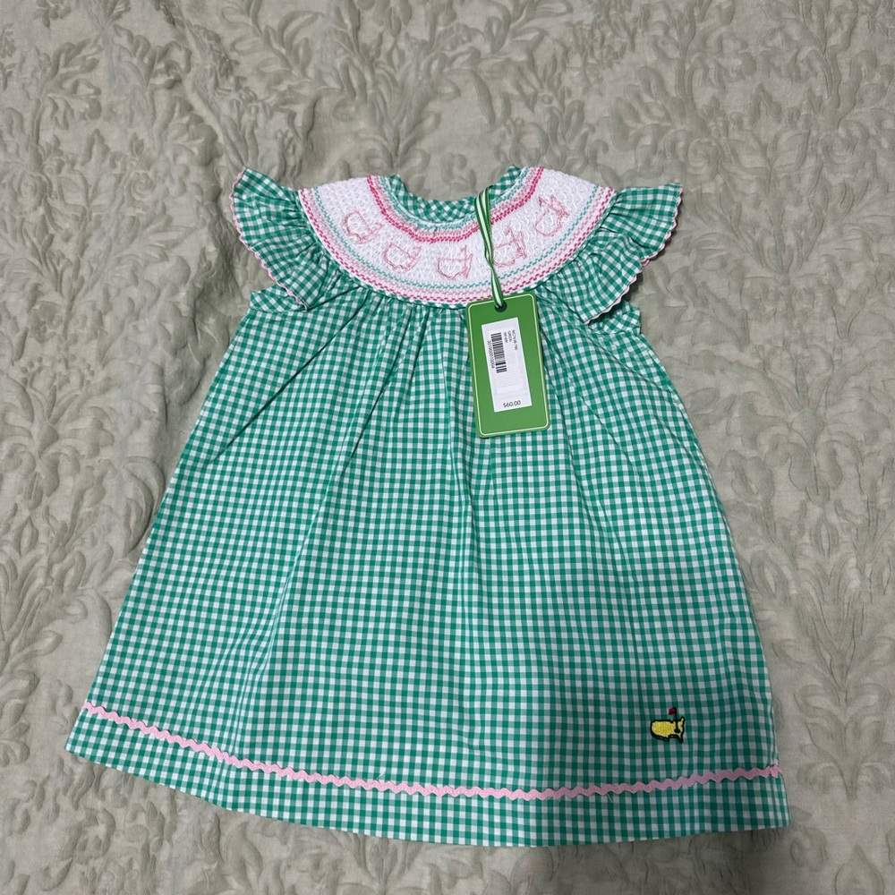 Masters Green Gingham Infant Dress 3-6 mo NWT